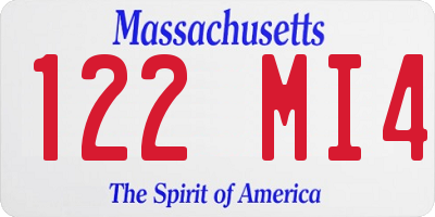 MA license plate 122MI4