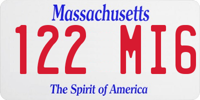 MA license plate 122MI6
