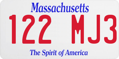 MA license plate 122MJ3