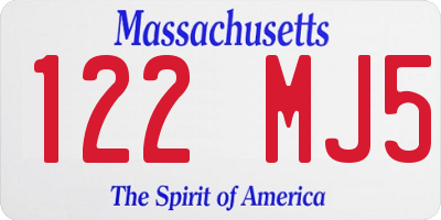 MA license plate 122MJ5