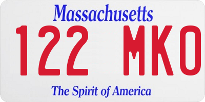 MA license plate 122MK0