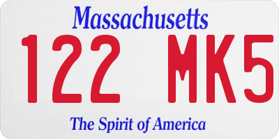 MA license plate 122MK5