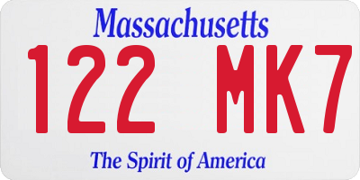 MA license plate 122MK7