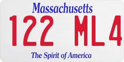 MA license plate 122ML4