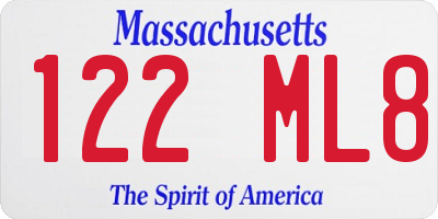 MA license plate 122ML8