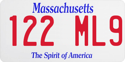 MA license plate 122ML9