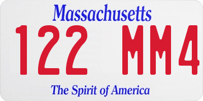 MA license plate 122MM4