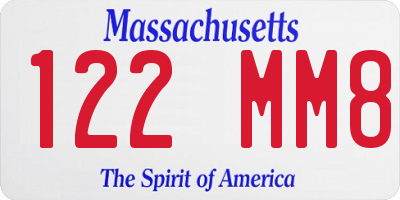 MA license plate 122MM8