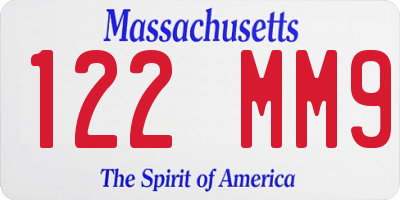 MA license plate 122MM9