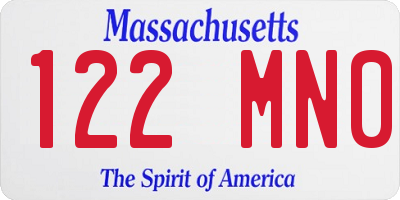 MA license plate 122MN0