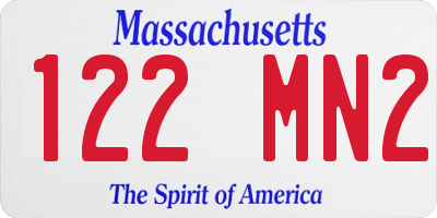 MA license plate 122MN2