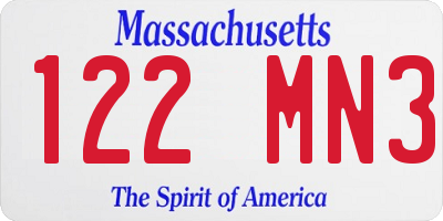 MA license plate 122MN3