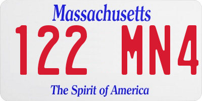 MA license plate 122MN4
