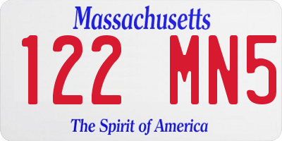 MA license plate 122MN5