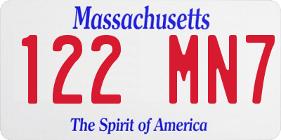 MA license plate 122MN7
