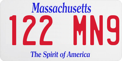 MA license plate 122MN9