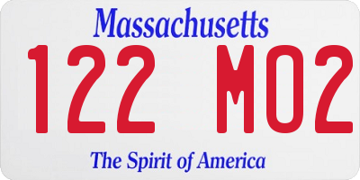 MA license plate 122MO2
