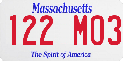 MA license plate 122MO3