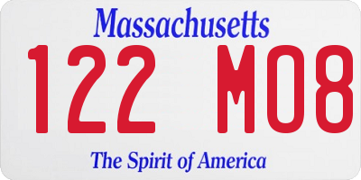 MA license plate 122MO8