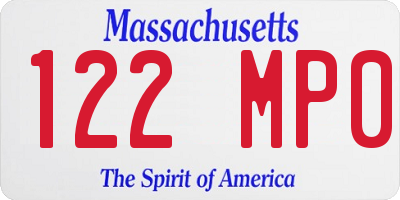 MA license plate 122MP0