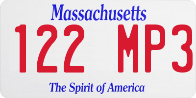 MA license plate 122MP3