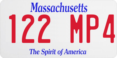 MA license plate 122MP4