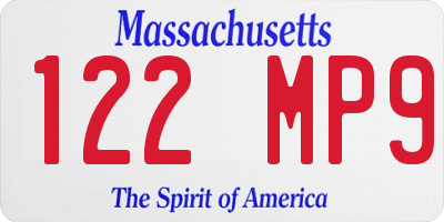 MA license plate 122MP9