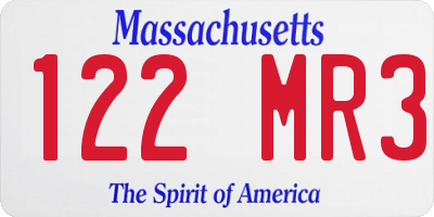 MA license plate 122MR3