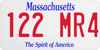 MA license plate 122MR4