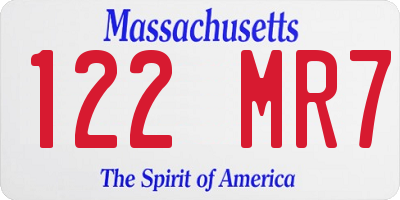 MA license plate 122MR7