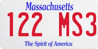 MA license plate 122MS3