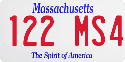 MA license plate 122MS4