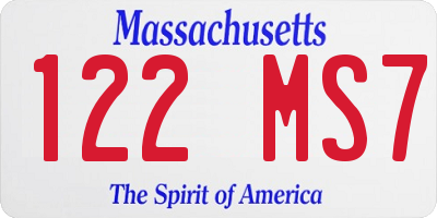 MA license plate 122MS7