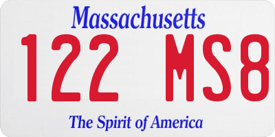 MA license plate 122MS8
