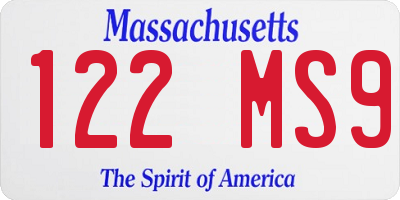 MA license plate 122MS9