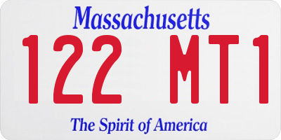 MA license plate 122MT1