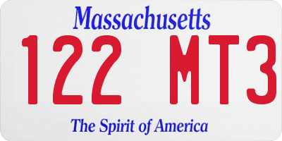 MA license plate 122MT3