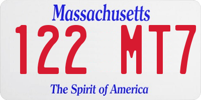 MA license plate 122MT7