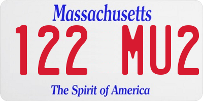MA license plate 122MU2
