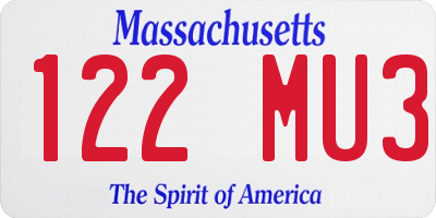 MA license plate 122MU3