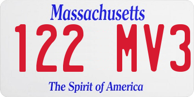 MA license plate 122MV3