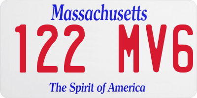 MA license plate 122MV6