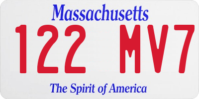 MA license plate 122MV7