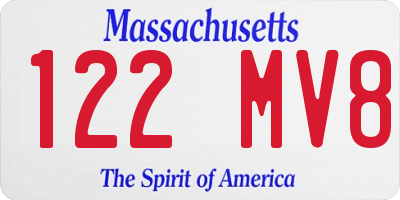 MA license plate 122MV8
