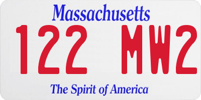 MA license plate 122MW2
