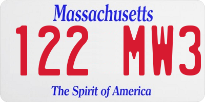 MA license plate 122MW3