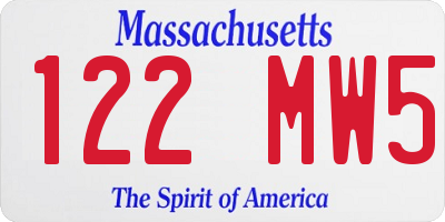 MA license plate 122MW5