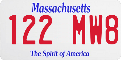 MA license plate 122MW8