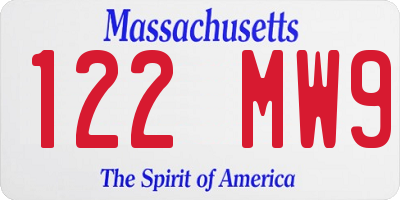 MA license plate 122MW9