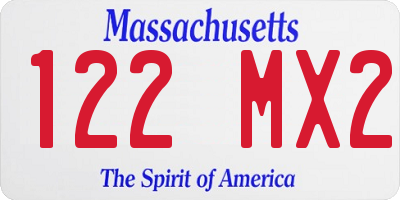 MA license plate 122MX2